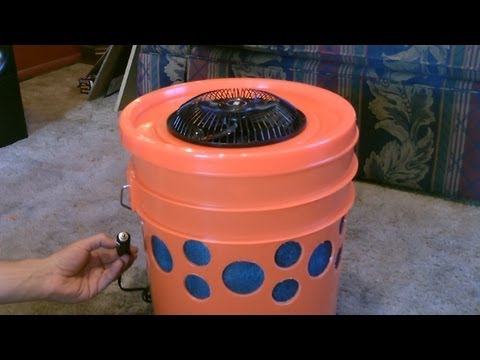Homemade Evap. Air Cooler - The &quot;5 Gallon Bucket&quot; Swamp Cooler! DIY - can be solar powered!