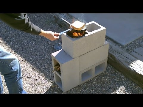 The &quot;4 Block&quot; Rocket Stove! - DIY Rocket Stove - (Concrete/Cinder Block Rocket Stove) - Simple DIY