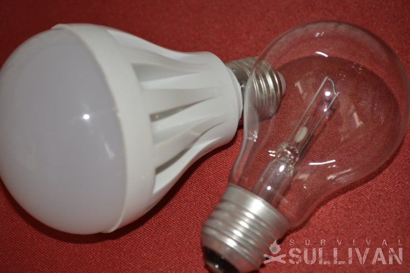 LED and incandescent light bulbs