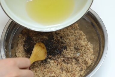 adding melted fat to mixture