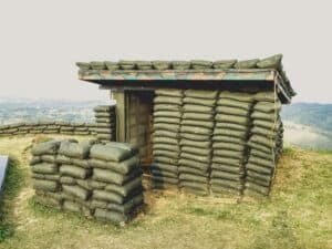 shelter room made from sand bags