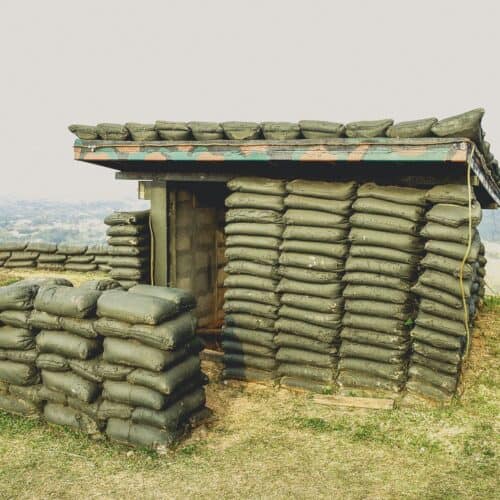 shelter room made from sand bags