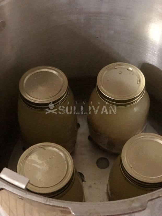 canned chicken soup jars in pressure cooker