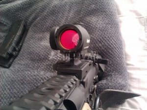 AR with red dot sight