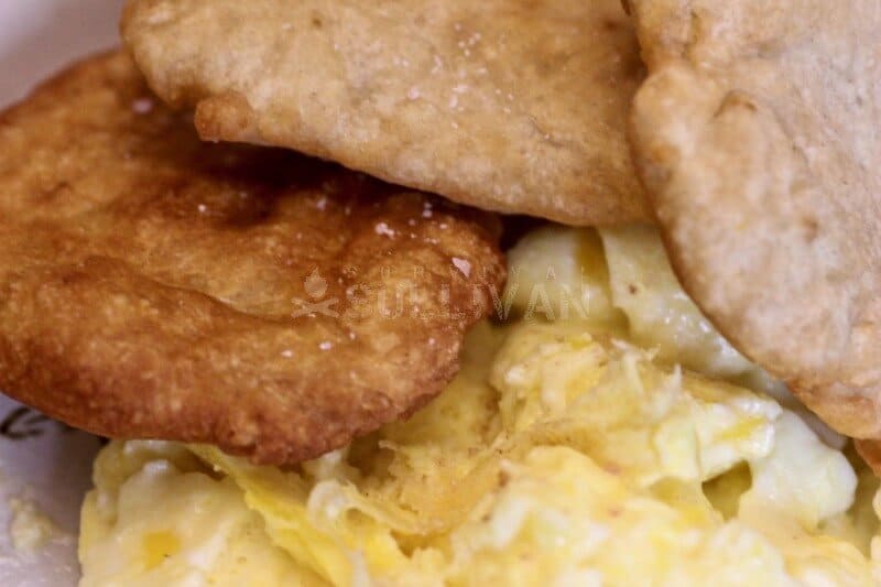 Fry bread served with scrambled egg