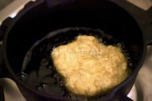 fry bread sizzling in the oil