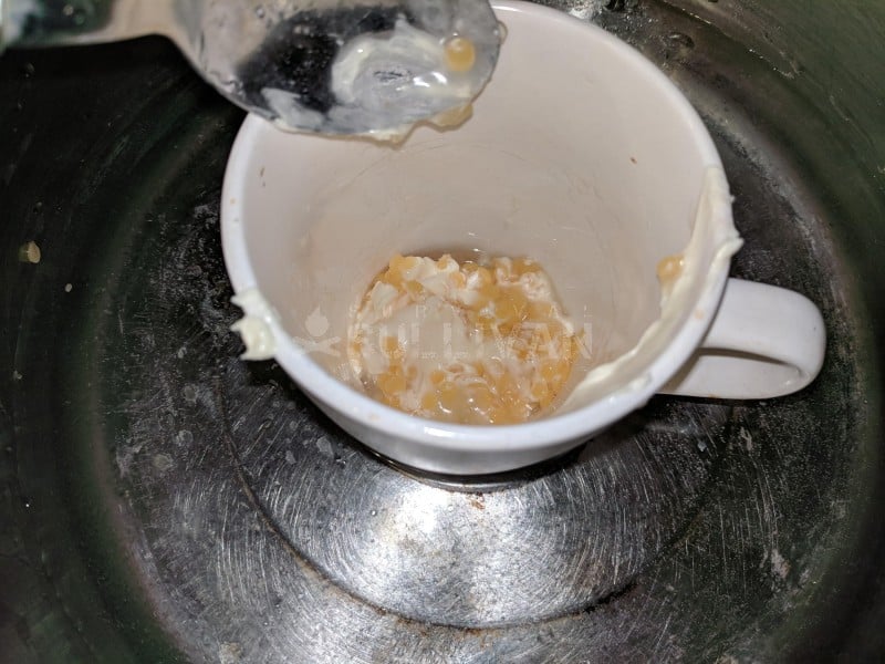 stirring beeswax mixture