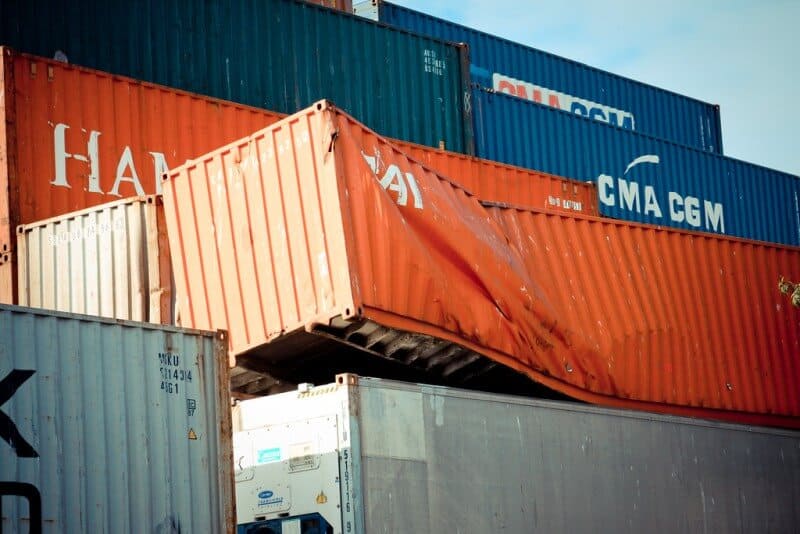 damaged shipping container