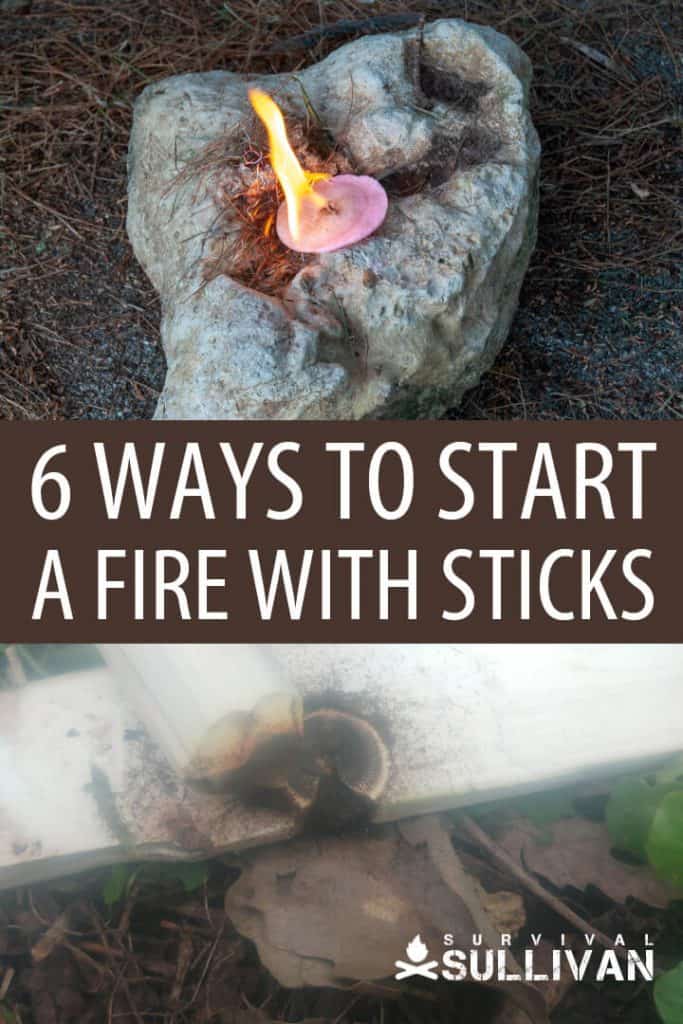 starting a fire with sticks Pinterest image