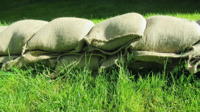 sand bags on grass