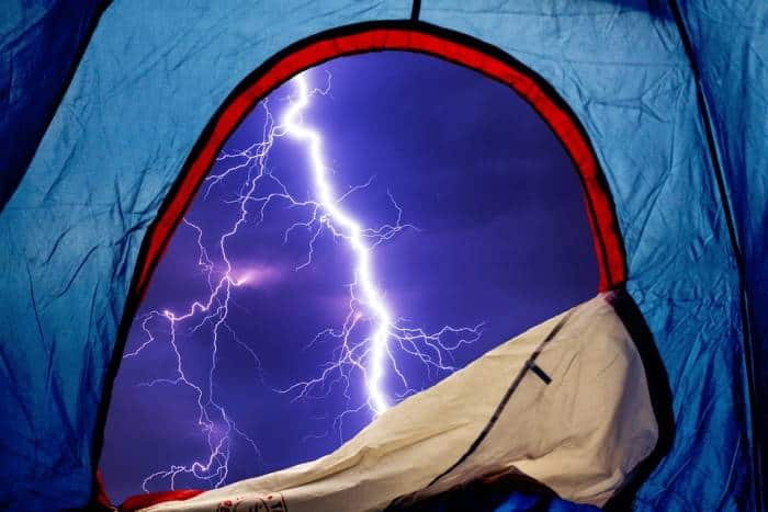 lighting seen from inside a tent