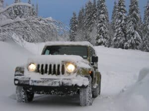 jeep in heavy snow