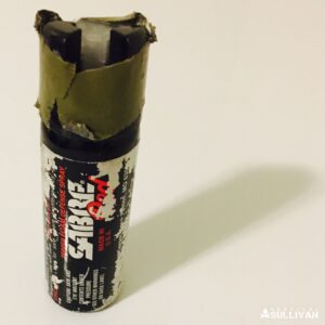 SABRE Pepper Spray, with 100MPH Tape Securing the Trigger Mechanism