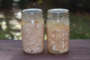 two jars of canned chicken breasts