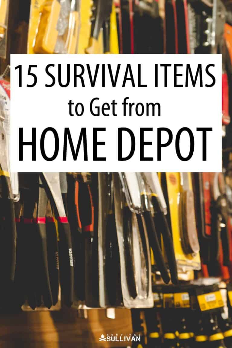 home depot survival items Pinterest image