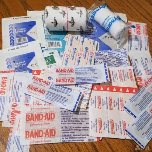 an assortment of bandages