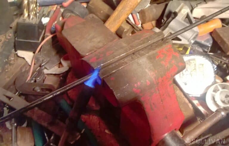 heating a piece of steel rod