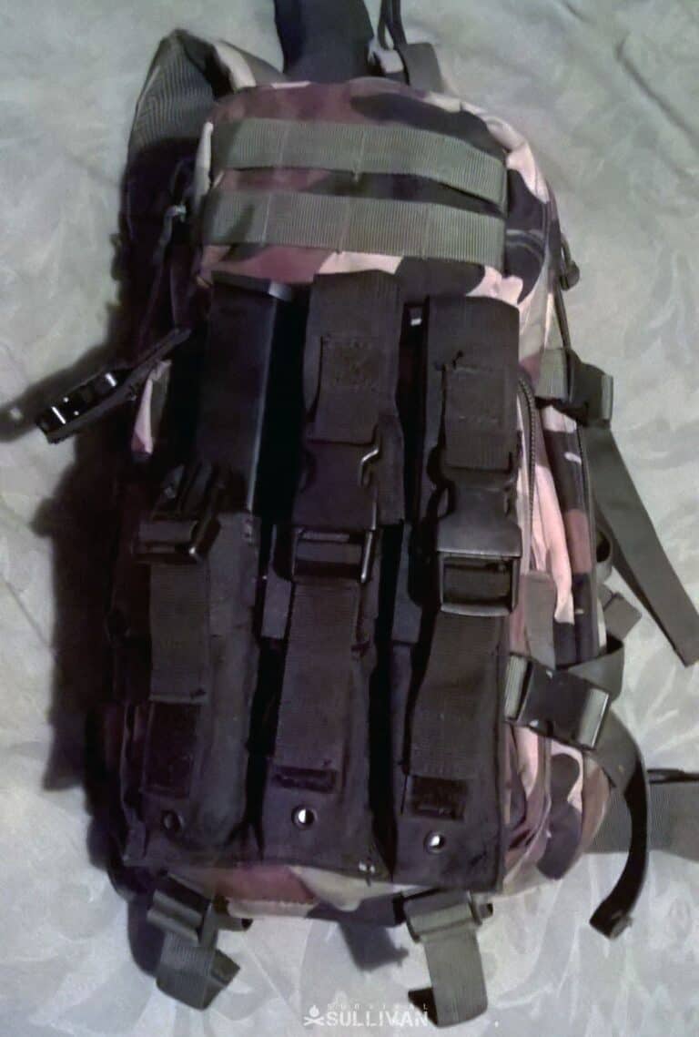 molle backpack with molle mag pouch attached