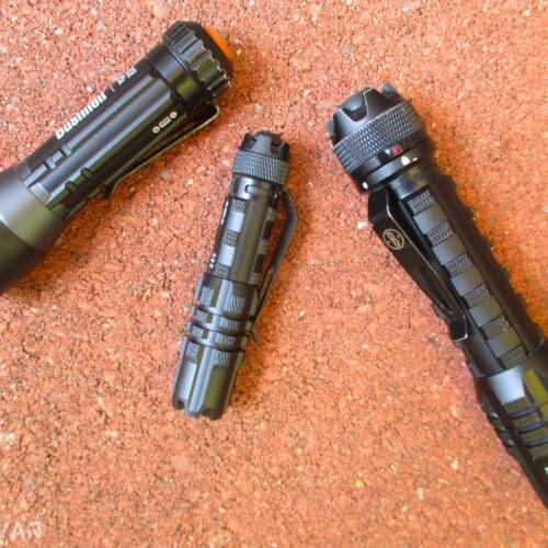 three tactical flashlights