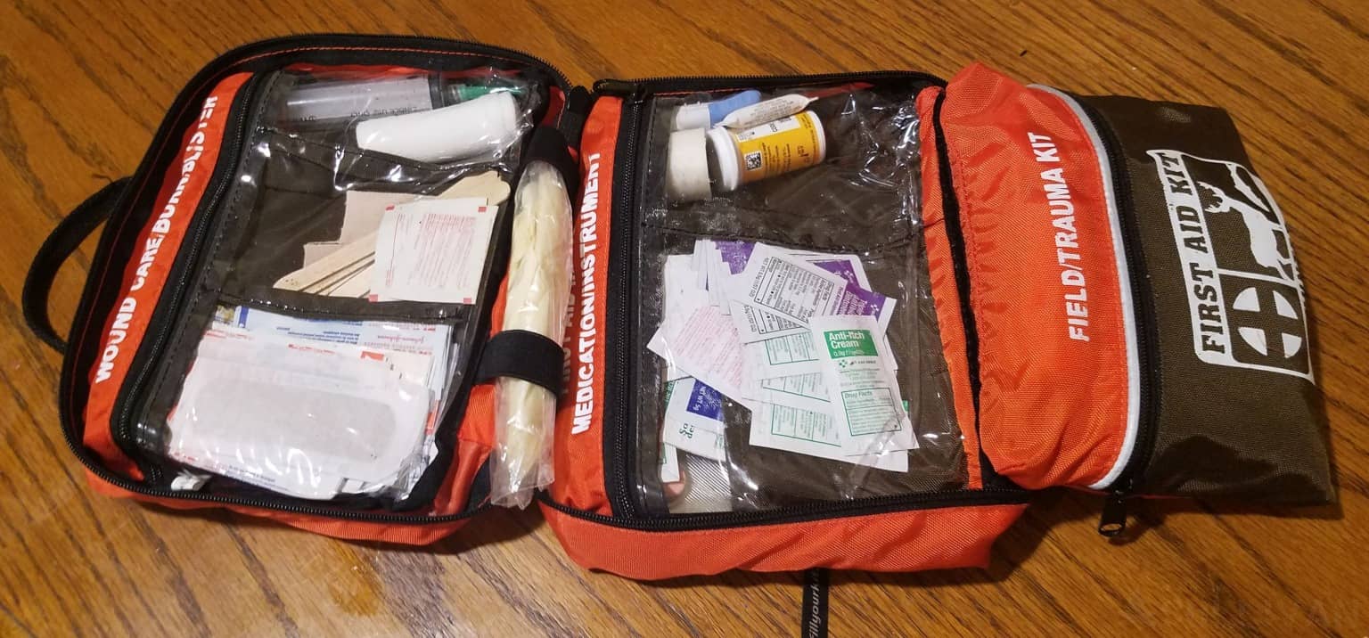 compact first-aid kit open