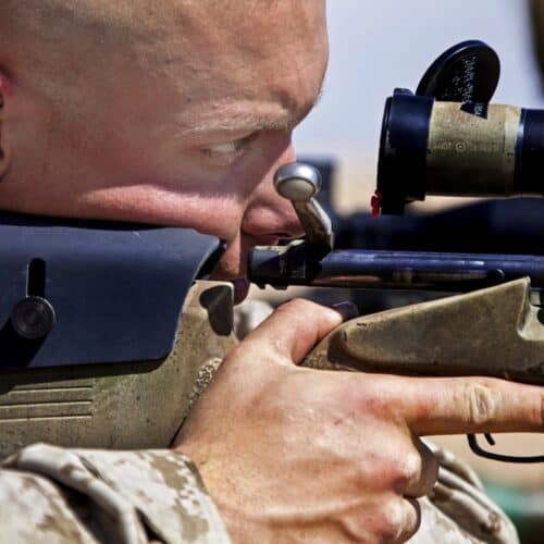 military sniper in position