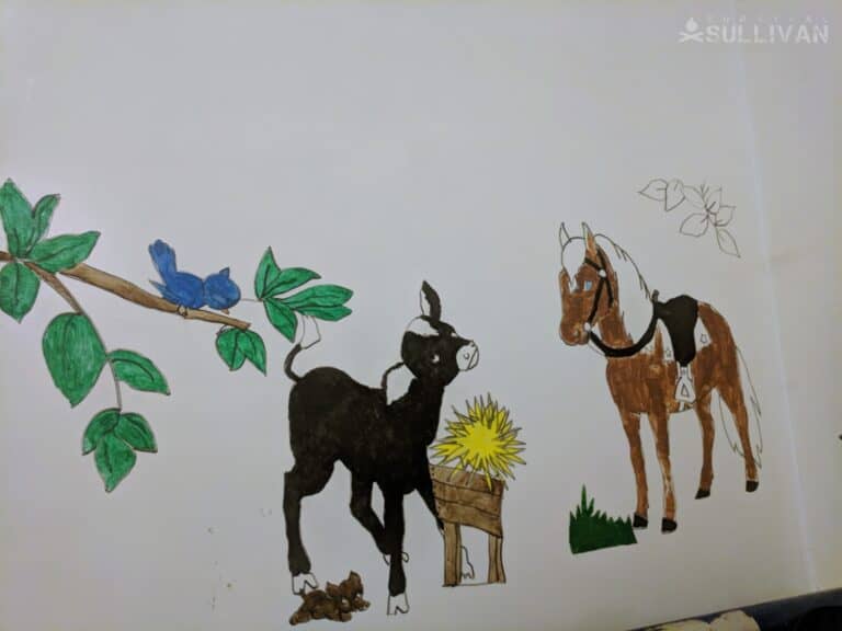 painted mural on homeschool classroom