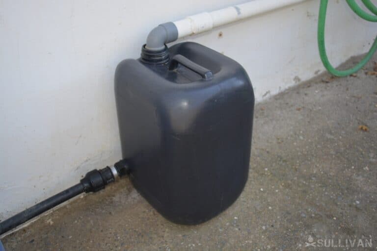 small greywater collection container outside