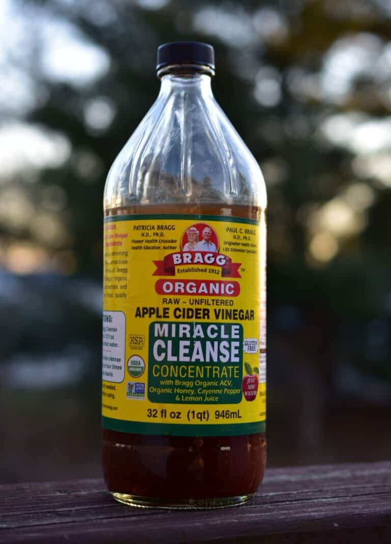 a bottle of organic apple cider vinegar ACV