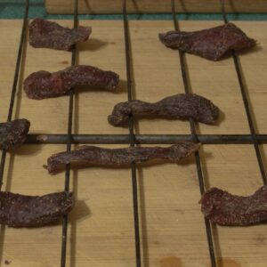 dried steak on rack
