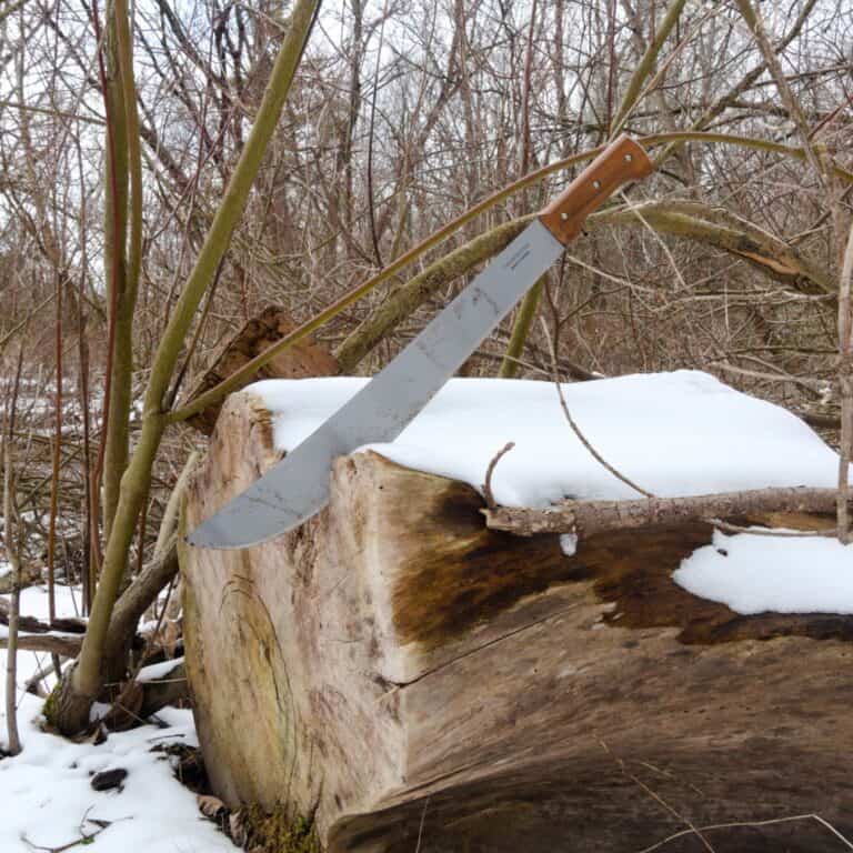 machete in log