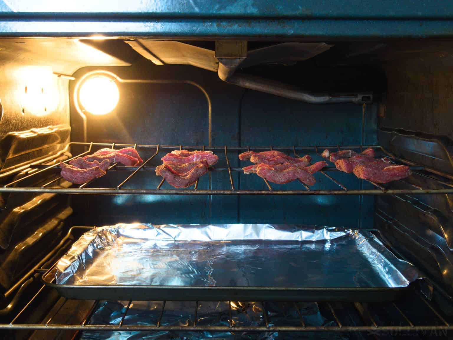 steak drying in oven