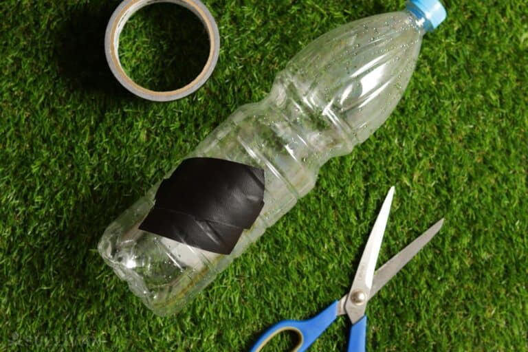 leaky plastic bottle fixed with duct tape