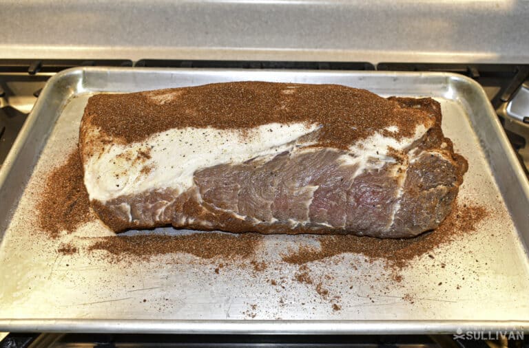 cured pork loin ready to be rubbed with the final spices