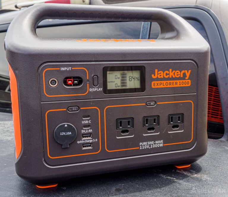 jackery explorer 1000 sitting on truck used for truck camping