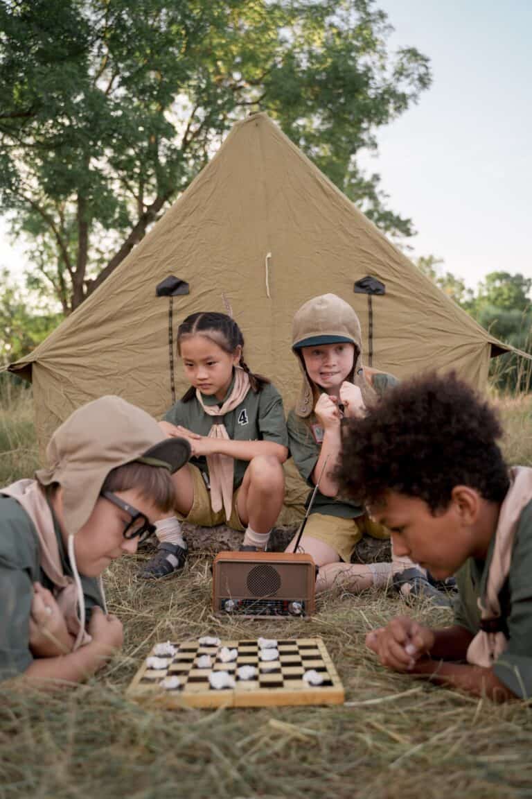 kids playing games during camping trip