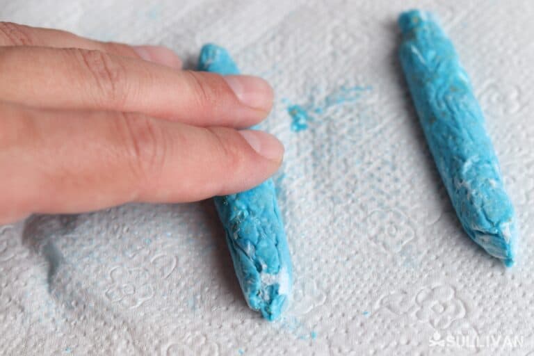 making DIY chalk with flour and eggshells