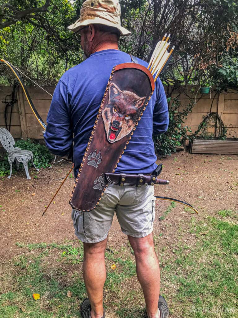 man wearing a back quiver