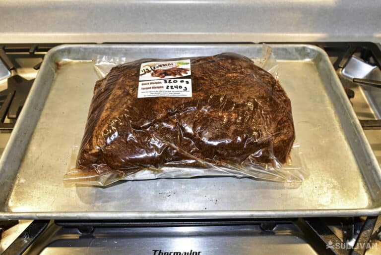 pork shoulder weighed and sealed in the UMAi bag