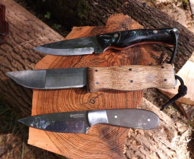 three custom-made knives