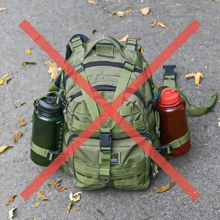 a bug out bag crossed with red lines