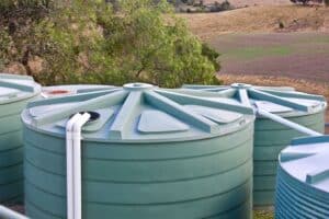five large rainwater tanks