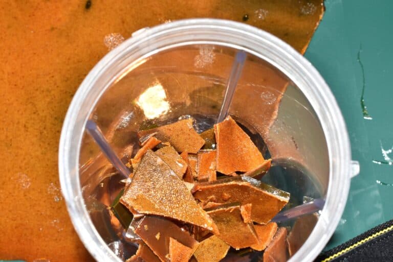 pieces of dehydrated honey in grinder