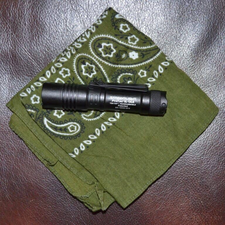 bandana and small edc flashlight