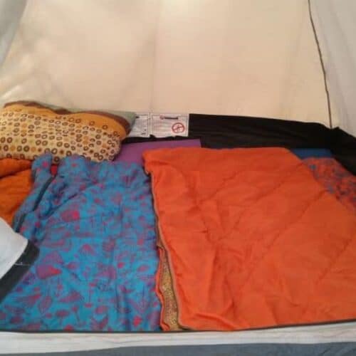 sleeping bags inside tent