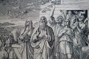 drawing of Noah sending doves to find land