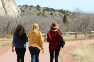 three teenage girls in nature