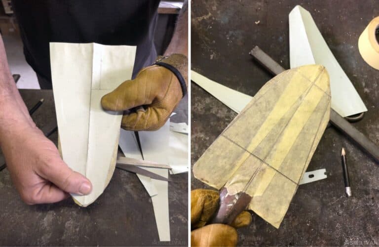 trace out the desired shape onto the spear blade