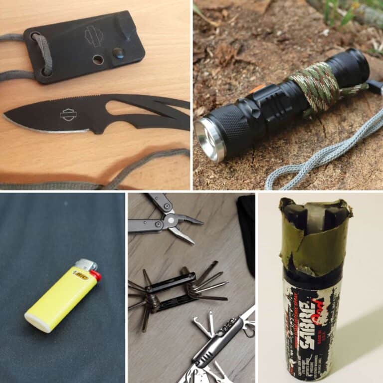 pocket sized survival items collage