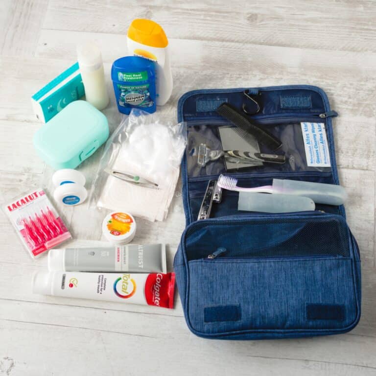 hygiene kit next to pouch