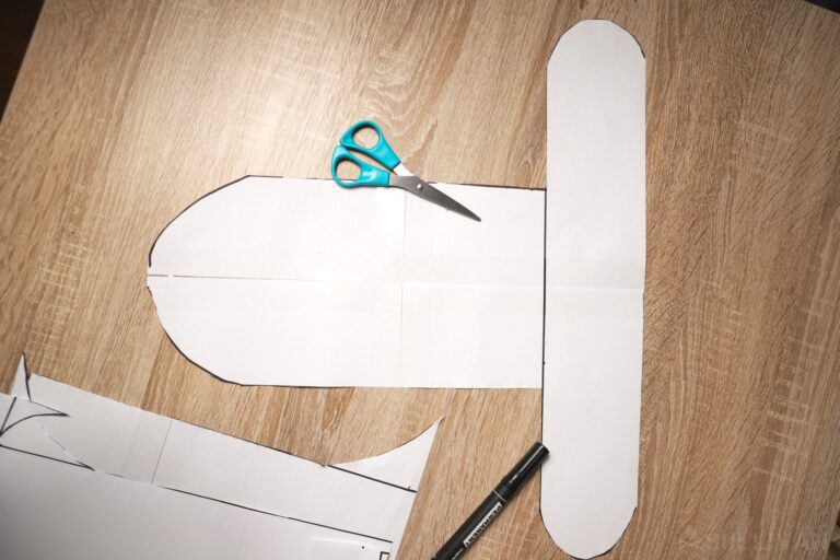 cutting the paper T-shape